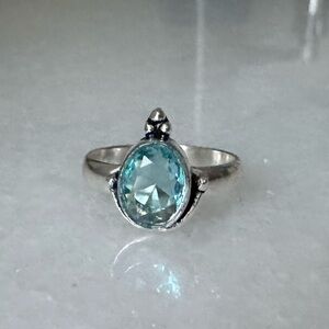 NWOT Sundance Ice Crown Ring, Swiss Blue Topaz, Sterling Silver
